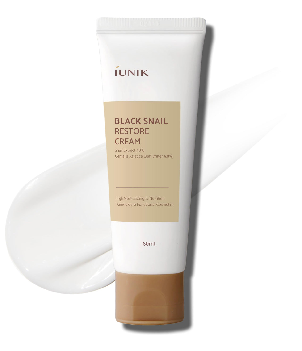 IUNIK Black Snail Restore Cream, 2.02 Fl Oz - 58% Black Snail Mucin Secretion Filtrate Soothing, Reduce & Fine Lines Deeply Nourishing and Moisturizing