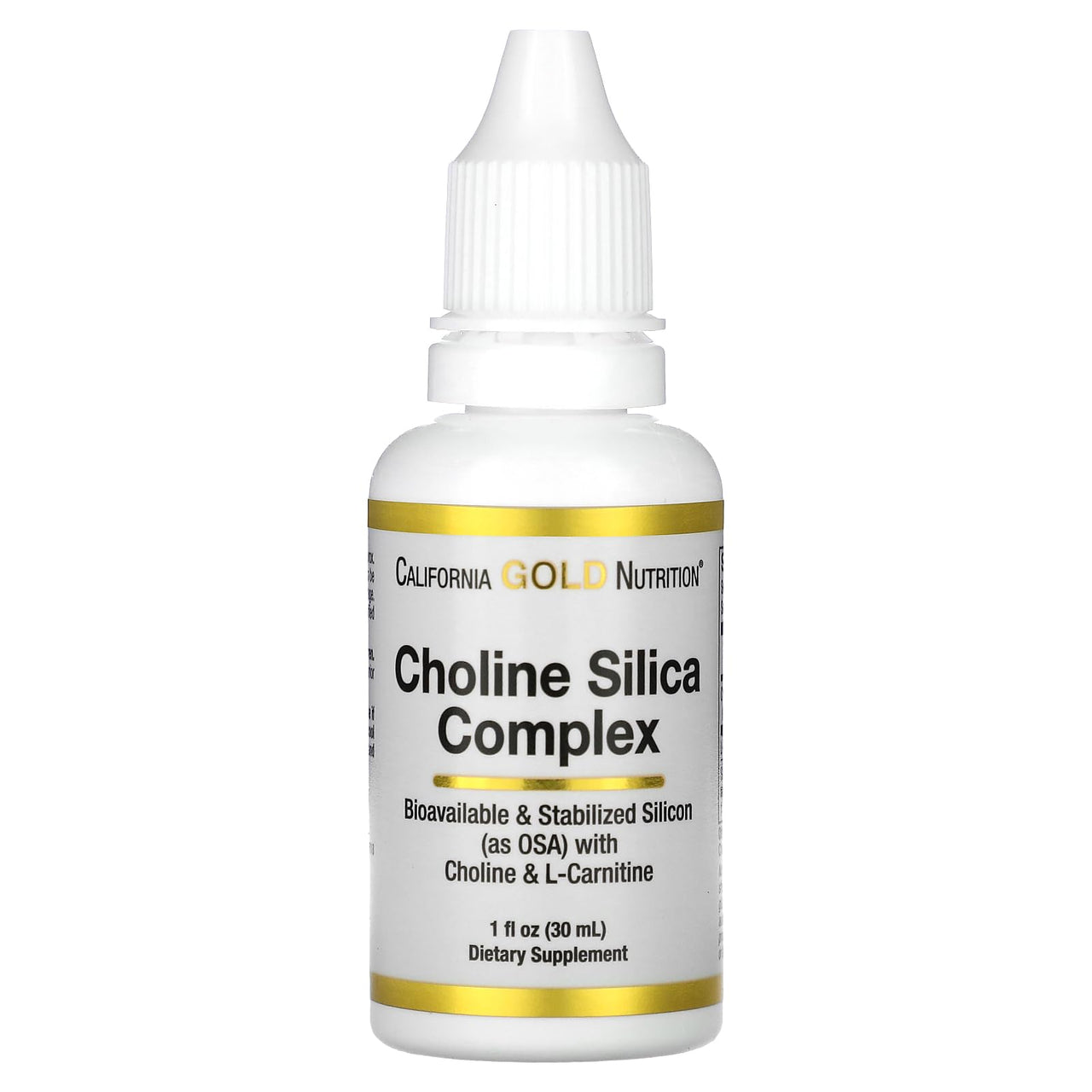 California Gold Nutrition Choline Silica Complex, Bioavailable & Stabilized Silicon with Choline & L-Carnitine, 1 fl oz (30 ml)