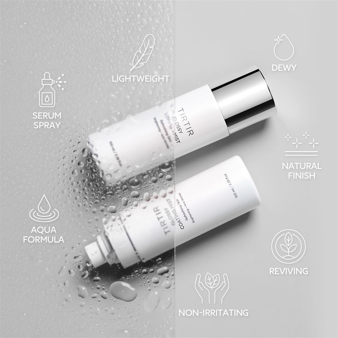 TIRTIR Glossy Coating Mist 3.38 fl. oz, Illuminating Polyglutamic Acid Face Mist for Fresh, Glowing Skin,Cooling, Soothing, Makeup Prep Spray