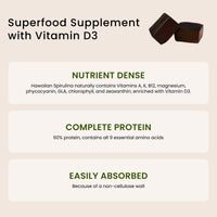 Thumbnail for Nutrex Hawaii Pure Hawaiian Spirulina Gummies – Sugar-Free, Vegan Superfood Plus Vitamin D3, Farm Grown in Kona, Non-GMO, 60 Count