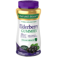 Thumbnail for Nature's Bounty Elderberry Gummies, Dietary Supplement, Supports Immune Health, Contains Vitamin A, C, D, E and Zinc, 100 mg, 70 Gummies