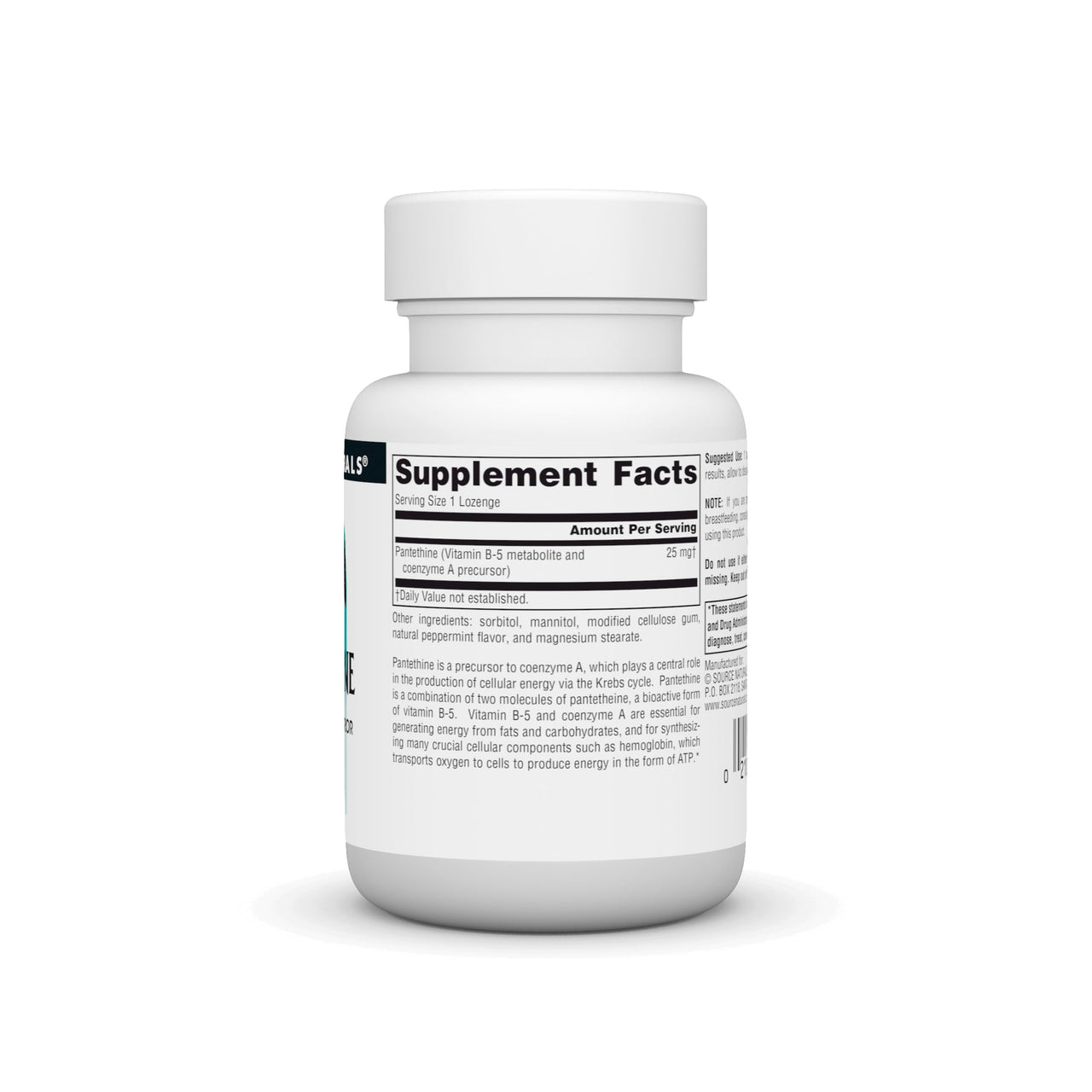 Source Naturals Pantethine B-5 Coenzyme Precursor, 25 mg - 60 Lozenges