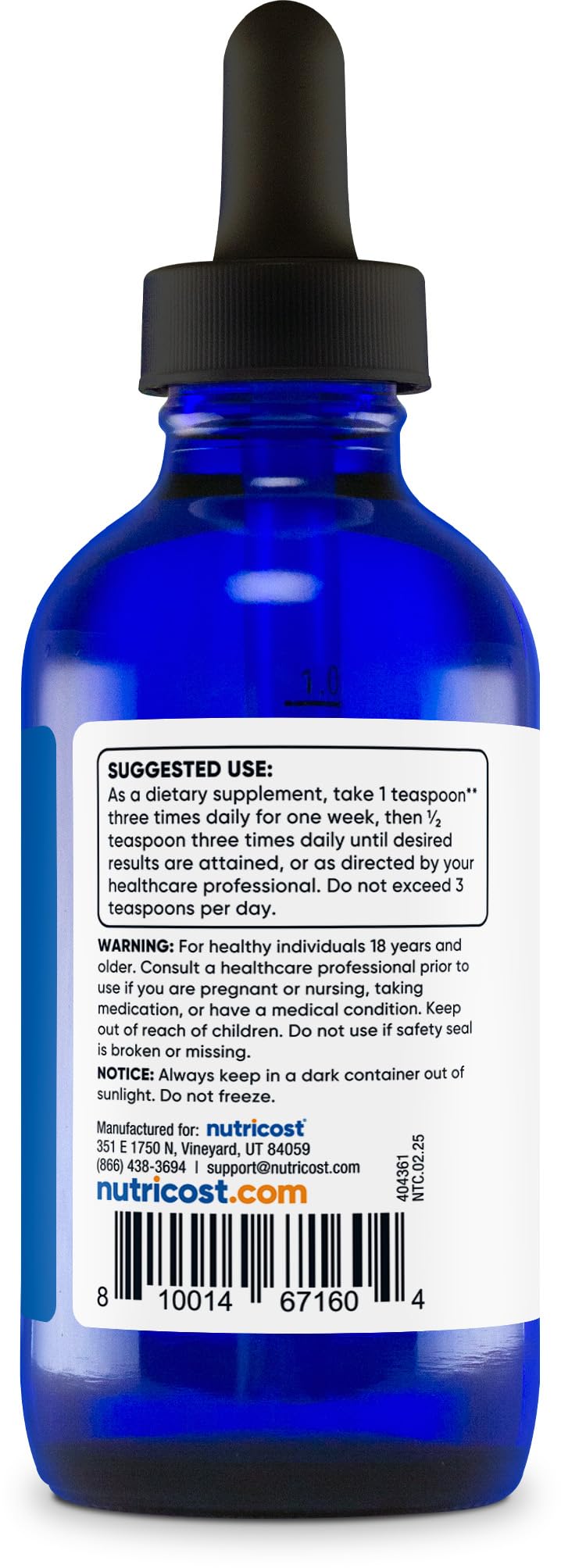 Nutricost Colloidal Silver 4oz - Cobalt Blue Glass Bottles, Bio-Active Colloidal Silver