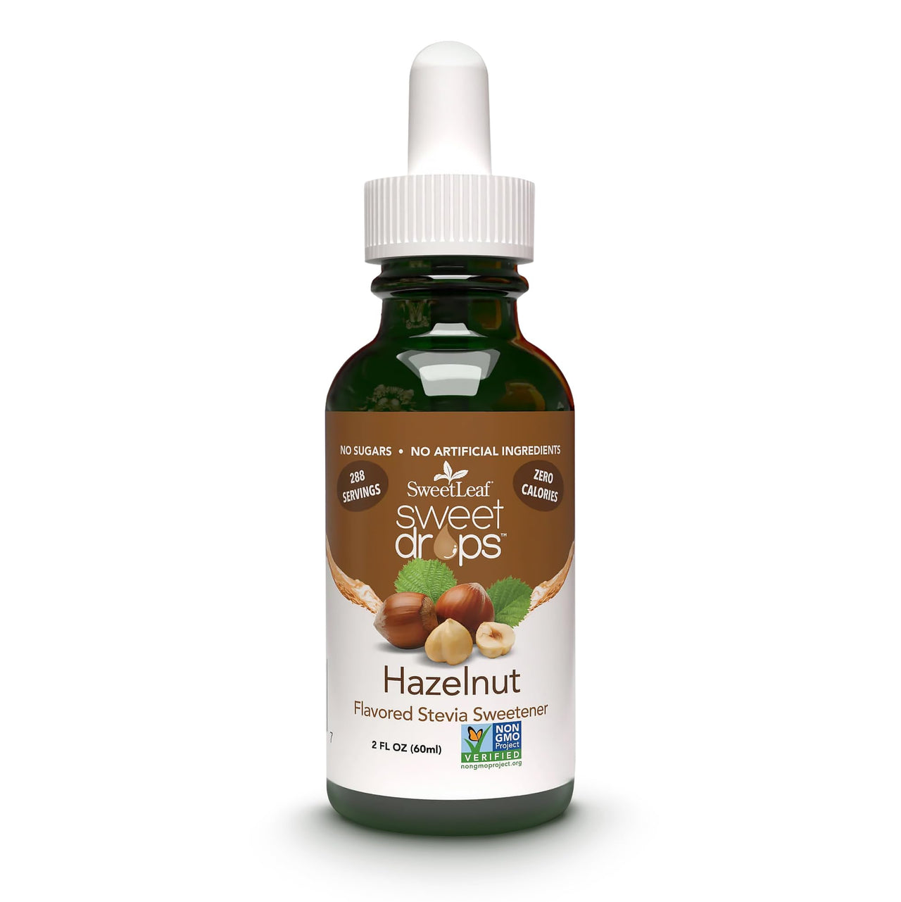 SweetLeaf Sweet Drops - Flavored Stevia Liquid Sweetener, Organic Stevia Extract, Zero Calories, Gluten Free, Keto Friendly, Non GMO, Natural Flavor, Sugar Alternative - Hazelnut, 2 Fl Oz (Pack of 1)