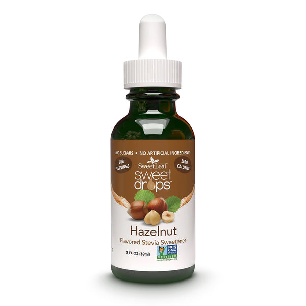 SweetLeaf Sweet Drops - Flavored Stevia Liquid Sweetener, Organic Stevia Extract, Zero Calories, Gluten Free, Keto Friendly, Non GMO, Natural Flavor, Sugar Alternative - Hazelnut, 2 Fl Oz (Pack of 1)