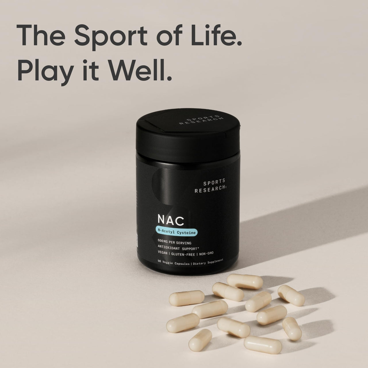 Sports Research Vegan NAC Supplement (N-Acetyl Cysteine) 600 mg - Supports Antioxidant Activity - NAC 600 mg - Non-GMO - 90 Capsules for Adults Daily Use