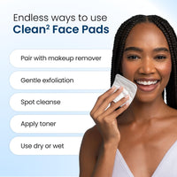 Thumbnail for Clean Skin Club Clean² Pads 2.0 [New & Improved Edges] Guaranteed Not to Shed & Tear, Unique Triple Layers, Textured Side & Ultra Soft Side, Organic Disposable Cotton, Pair with Makeup Remover 2 Pack
