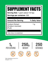 Thumbnail for BulkSupplements.com Cnidium Fruit Extract Powder - Cnidium Monnieri Extract, Vasodilator Supplement - Gluten Free, 1g per Serving, 250g (8.8 oz) (Pack of 1)
