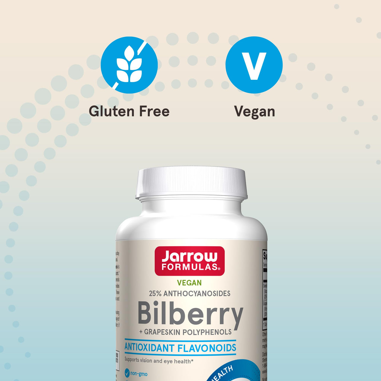 Jarrow Formulas® Bilberry + Grapeskin Polyphenols, Vision and Eye Health, 60 Veggie Capsules, Up to a 30 Day Supply