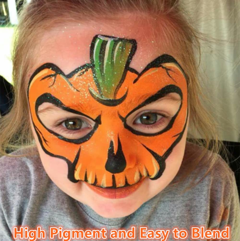 Go Ho Orange Body Paint Washable(2.37oz/pc),Water Based Cream Orange Face Body Paint for Starfire SFX Cosplay Costumes Festivals Halloween Pumpkin Makeup
