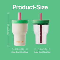 Thumbnail for CHAKO LAB Insulated Water Bottle | Dual-layer tumbler with Glass Liner and Stainless Steel Liner | BPA-Free Leak Proof Thermos | 20oz Bottle with Two Straw | White and Green