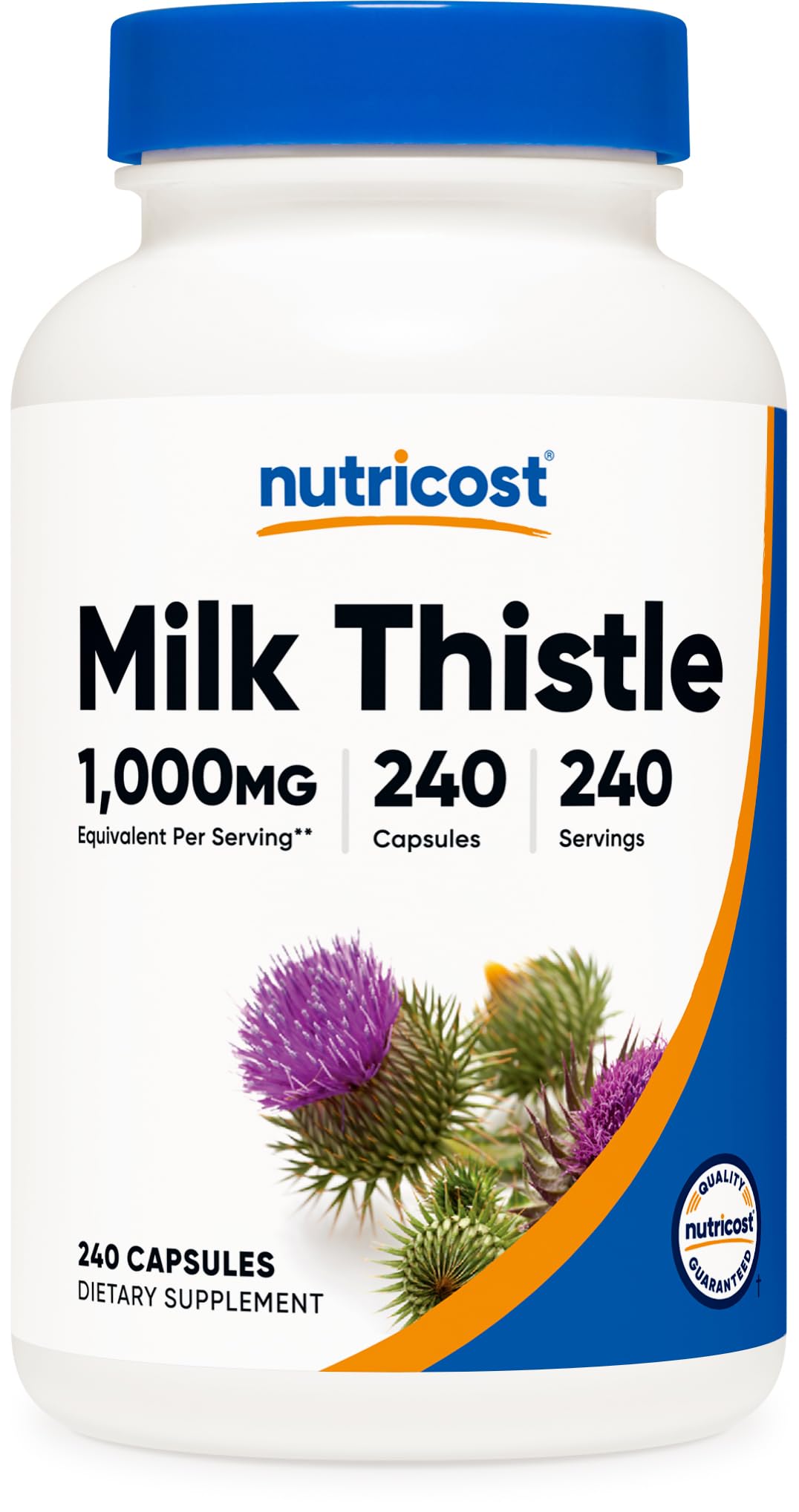 Nutricost Milk Thistle 1,000mg Equivalent from 250mg of 4:1 Extract Per Serving, 240 Capsules for 240 Servings Per Bottle - Vegan, GMO Free and Gluten Free
