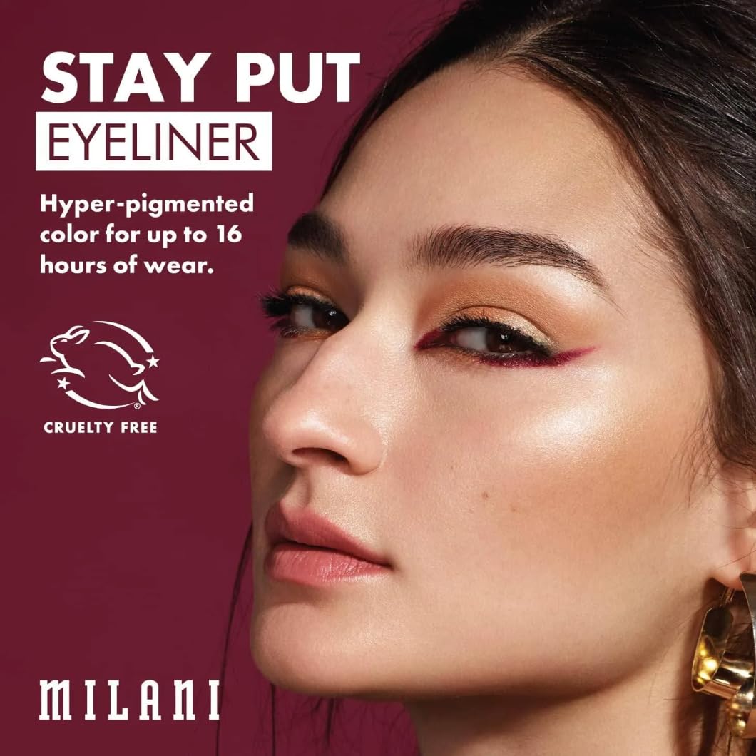 Milani Stay Put Eyeliner - Semi-Sweet (0.01 Ounce) Cruelty-Free Self-Sharpening Eye Pencil with Built-In Smudger - Line & Define Eyes with High Pigment Shades for Long-Lasting Wear