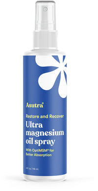 Thumbnail for ASUTRA Ultra Magnesium Oil Spray with OptiMSM, 4 fl oz - Topical Magnesium, Rapid Absorption, Pure, Odorless and Non-Greasy, Derived from Zechstein Seabed