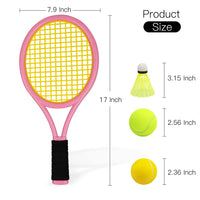Thumbnail for Crefotu Kid Tennis Racket Set for Toddler,Children,Sponge Handle, Includes 6 Badminton, 1 Tennis Ball, Bag and 2 Balls - Increase Children's Sports,Improve Tennis Skills