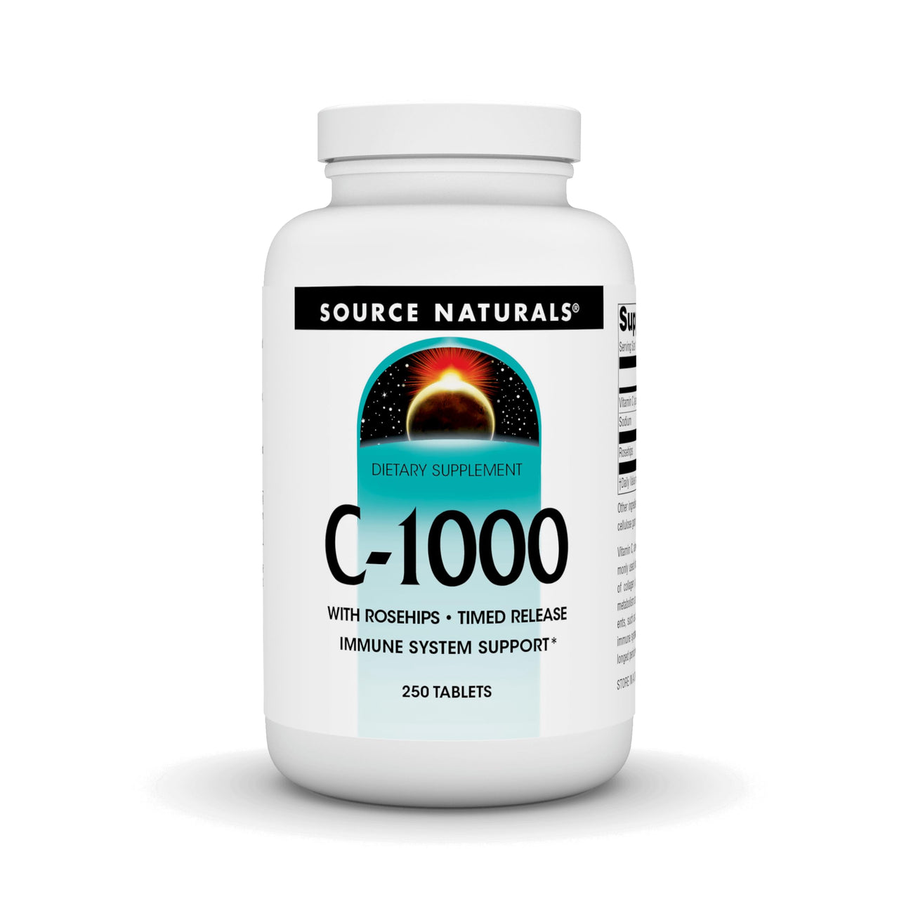 Source Naturals C-1000, with Rose Hips 1000 mg for Immune System Support - 250 Time Release Tablets