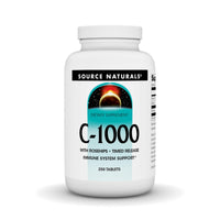 Thumbnail for Source Naturals C-1000, with Rose Hips 1000 mg for Immune System Support - 250 Time Release Tablets
