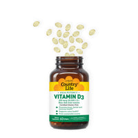 Thumbnail for Country Life Vitamin D3 10,000 IU – High Potency, Non-Fish Source | Bone, Immune & Colon Health Support | 60 Softgels | Certified Gluten-Free, Clean Formula with MCT Oil for Better Absorption