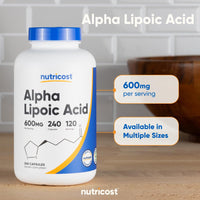 Thumbnail for Nutricost Alpha Lipoic Acid 600mg Per Serving, 240 Capsules - Gluten Free, Vegetarian Capsules, Soy Free & Non-GMO