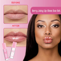Thumbnail for RUDE Cosmetics Berry Juicy Lip Gloss Duo, High Shine Lip Glosses Set, Moisturizing & Hydrating Lipgloss, Ideal for Day & Night Makeup Looks, Pure & Flirty