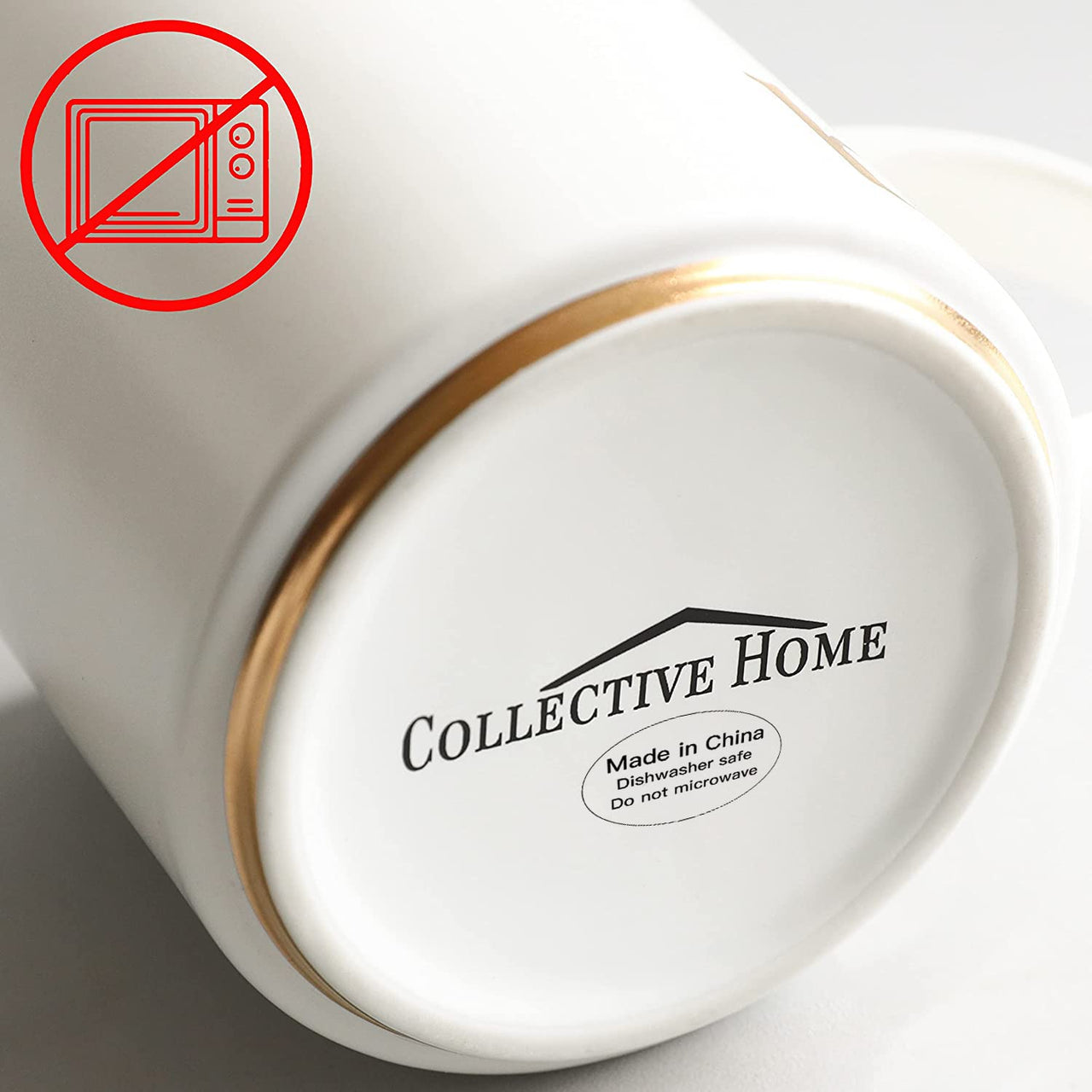 COLLECTIVE HOME - Monogram Ceramic Mugs, 15 oz Golden Initial Coffee Cups, Elegant Alphabet Tea Mugs, Elegant Personalized Mug with Gift Box, Luxurious Cups for Office and Home (j)
