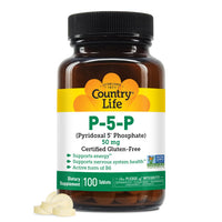 Thumbnail for Country Life P-5-P Vitamin B6 – Bioavailable Pyridoxal-5-Phosphate Supplement for Energy, Nervous System Support, and Red Blood Cell Growth – Certified Gluten Free, Vegan, Non-GMO – 100 Capsules