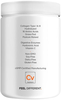 Thumbnail for Codeage Collagen Peptides Powder + Vitamin C - 20g Grass-Fed Collagen Per Serving - Digestive Enzymes, Hyaluronic Acid, 18 Amino Acids - Hydrolyzed Collagen Protein - Non-GMO, Unflavored - 9.98 oz