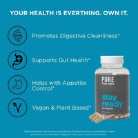 Thumbnail for Pure for Men Original Vegan Cleanliness Stay Ready Fiber Supplement | Helps Promote Digestive Regularity | Psyllium Husk, Aloe Vera, Chia Seeds, Flaxseeds | Proprietary Formula | 120 Vegan Capsules