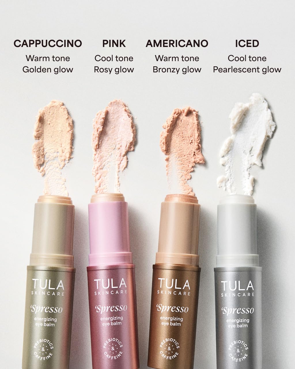 TULA Skin Care ‘Spresso Energizing Eye Balm, Rose Glow - Energizing & Hydrating Caffeine Under Eye Treatment for Dark Circles, Portable and Perfect to Use On-the-go, 0.35 oz.