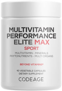 Thumbnail for Codeage Multivitamin Performance Elite Max Supplement - Vitamins A, B6, B12, C, D, E, Vitamin K (MK-4, MK-6, MK-7, MK-9), Essential Minerals, Botanical & Grass-Fed Organ Extracts, Lutein - 90 Capsules