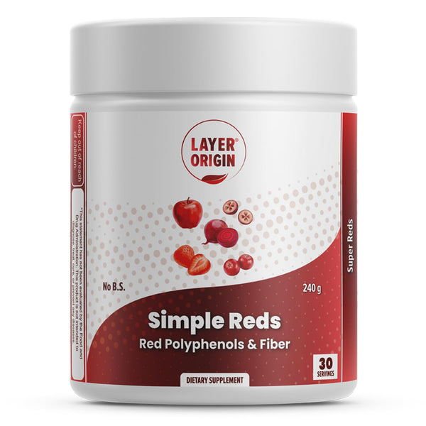 Layer Origin Simple Reds - Organic Red Polyphenols Whole Fruit Powder | Only Real Red Whole Fruits & Zero-fillers | 30 Servings