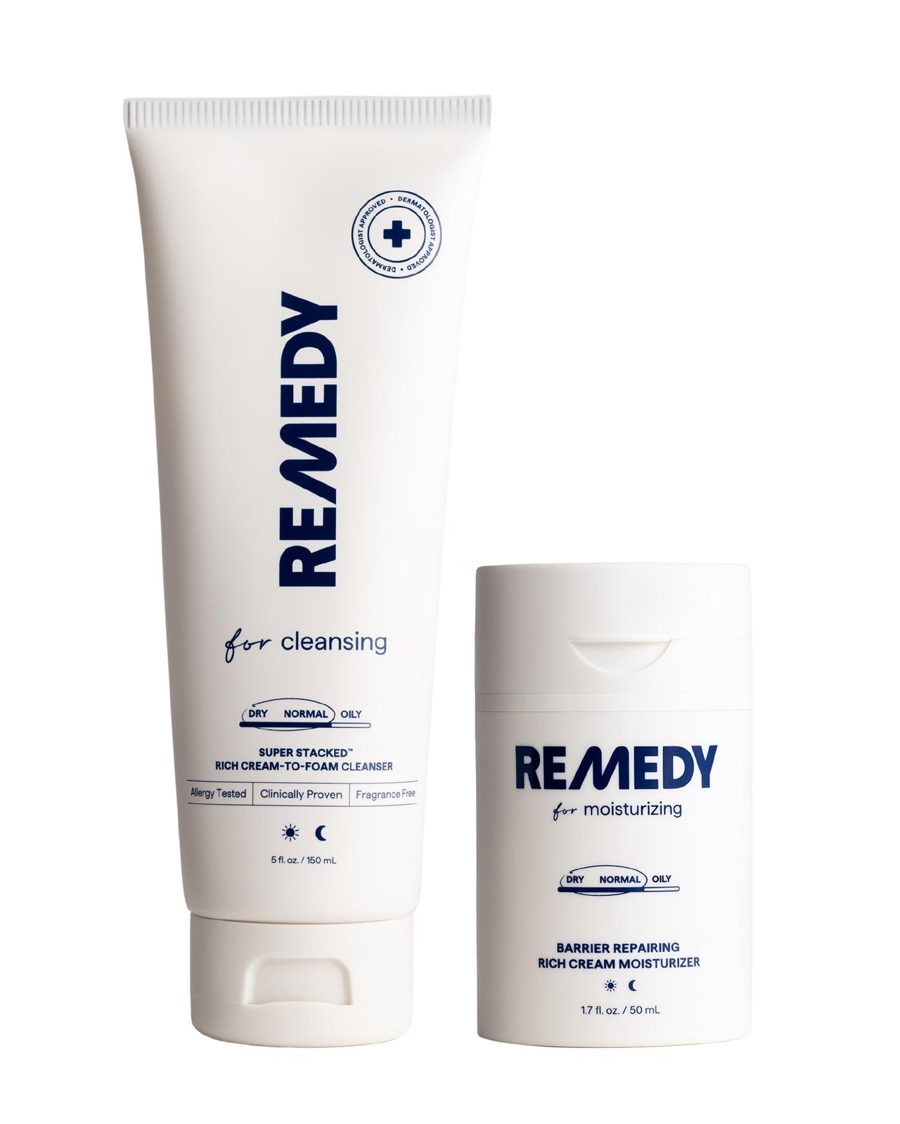 Remedy Deep Hydration Essentials for Dry Skin | 2-Piece Daily Routine | Rich Cream Cleanser & Moisture Cream | Ceramides, Niacinamide, Squalane | Created by Dermatologist Dr. Shah | Vegan