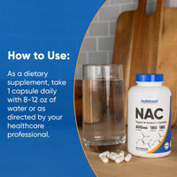 Thumbnail for Nutricost N-Acetyl L-Cysteine (NAC) 600mg, 180 Capsules - Non-GMO, Gluten Free