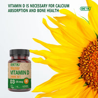 Thumbnail for DEVA Vegan Vitamin D3 Supplement - Once-Per-Day Tablet with 1000 IU - Cholecalciferol - Lichen Plant Derived - 90 Small Tablets