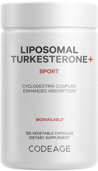 Thumbnail for Codeage Turkesterone Supplement, 4-Month Supply, Hydroxypropyl-β-Cyclodextrin, Liposomal Delivery, Sports, Pre & Post-Workouts, Ajuga Turkestanica, Vegan, Gluten-Free, Non-GMO - 120 Capsules
