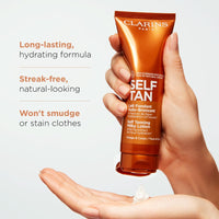 Thumbnail for Clarins Self Tanning Milky Lotion | Self Tanner For Face and Body | Natural, Long-Lasting, Streak-Free, Sun-Kissed Glow and 24-Hour Hydration* | Non-Staining | Contains Glycerin | 4.2 Ounces