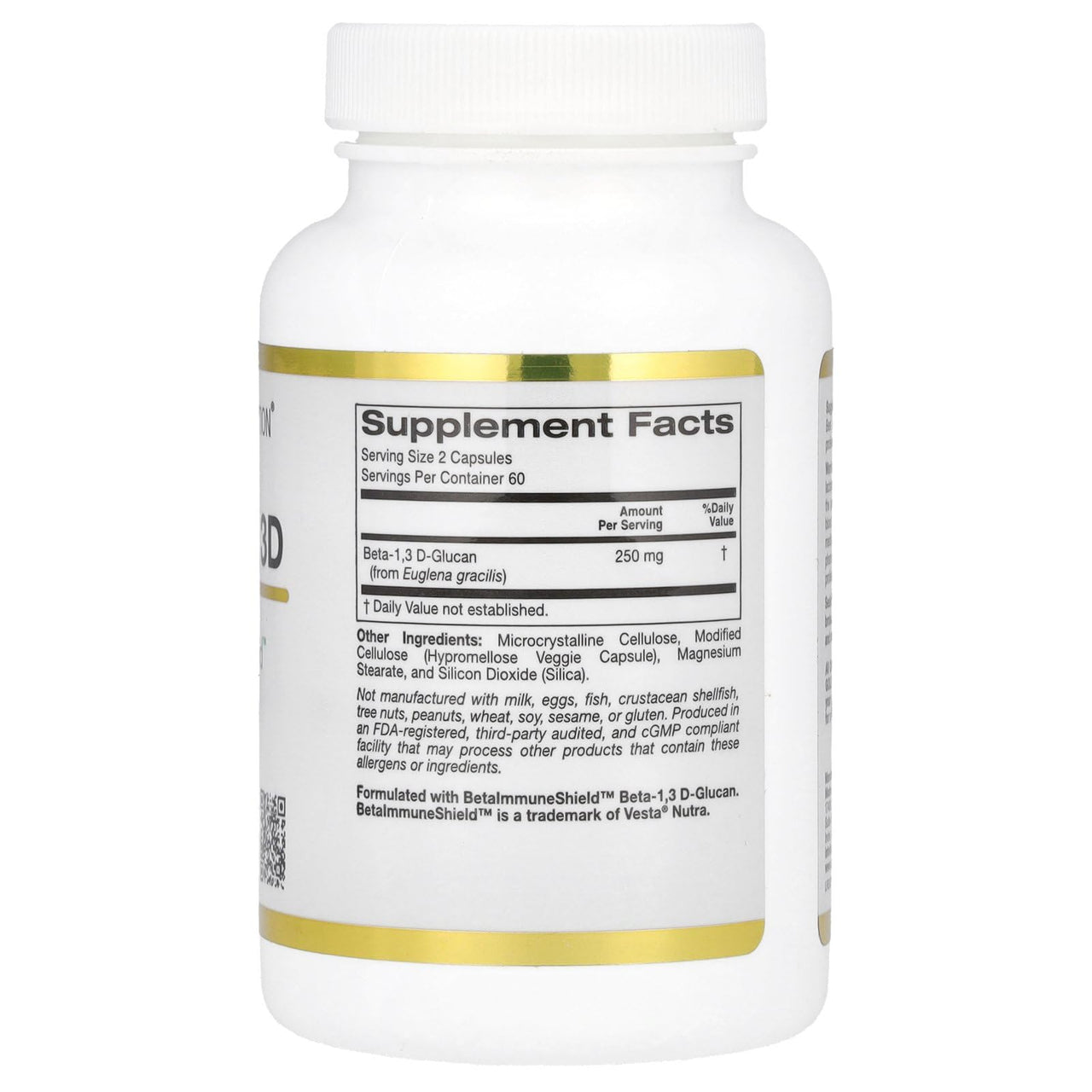 California Gold Nutrition Beta Glucan 1-3D with Beta-ImmuneShield, 125 mg, 120 Veggie Capsules