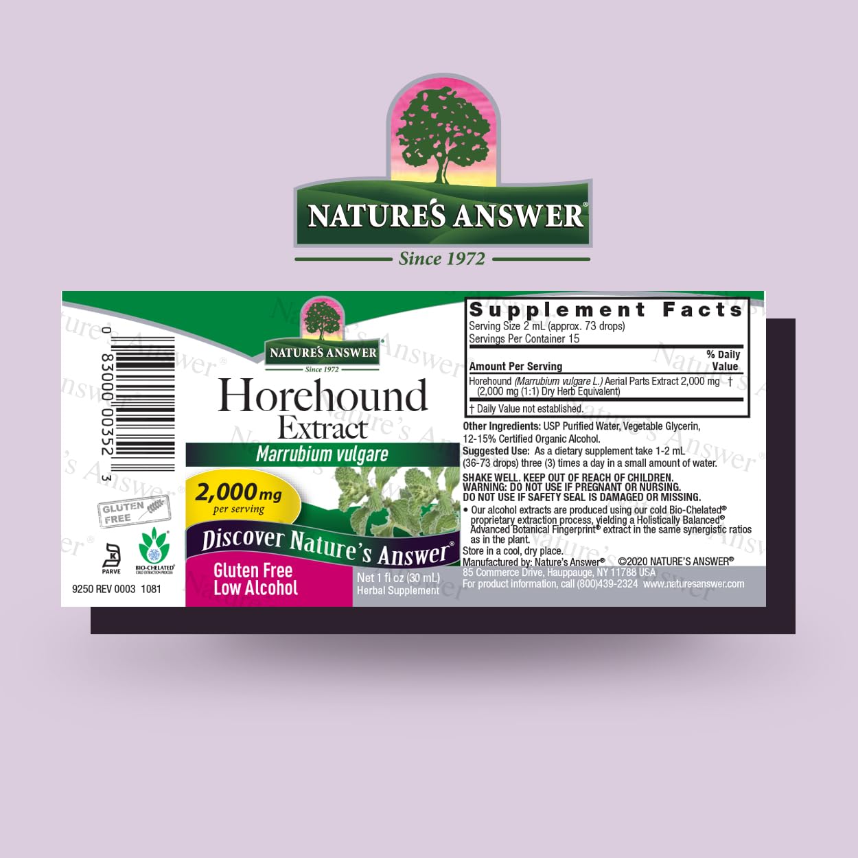 Nature's Answer Horehound with Organic Alcohol, 1-Fluid Ounce