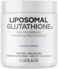 Thumbnail for Codeage Liposomal Glutathione Powder - 1,000 mg Vegan Reduced L-Glutathione per Serving, Liposomal Delivery - 2-Month Supply - Unflavored - Phospholipid - Non-GMO Gluten-Free - 2.22 Oz