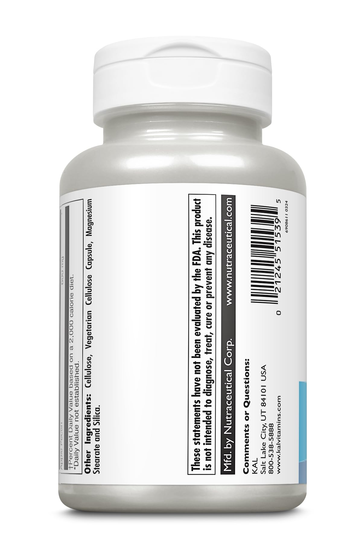 Kal 600 Mg Apple Pectin, 120 Count