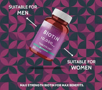 Thumbnail for Forte Biotin 10000mcg for Hair Growth, Skin & Nails – 60 Veg Tablets.