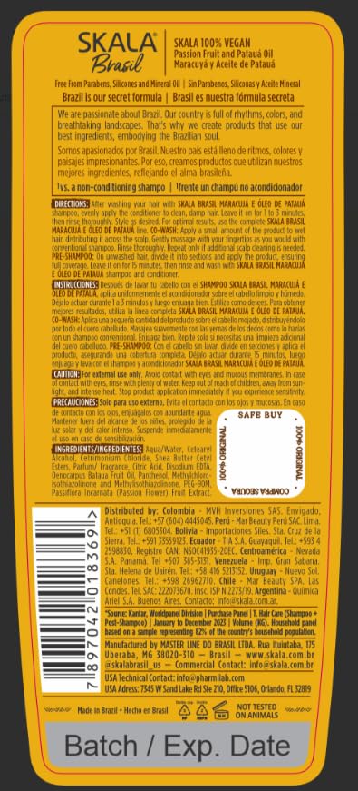 SKALA - Linha Brasil - Kit Maracuja e Oleo De Pataua Shampoo e Condicionador (2 x 325 Ml) - (Brazil Collection - Passion Fruit and Pataua Oil Shampoo & Conditioner Set (2 x 11 Fl Oz))