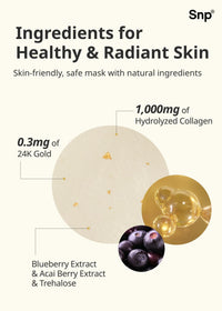 Thumbnail for SNP 1000mg Collagen + 24K Gold Ampoule Sheet Mask | Collagen Face Masks Skincare | Tightening, Hydrating, and Nourishing | Korean Skin Care | Overnight Face Masks | Moisturizing Face Mask | 10 Sheets