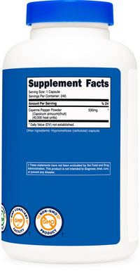 Thumbnail for Nutricost Cayenne Pepper 530mg, 240 Capsules - 40,000 Heat Units, Gluten Free, Non-GMO