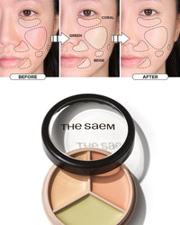 Thumbnail for THE SAEM Cover Perfection Triple Pot Concealer - 3 Color Concealer with Clear Beige, Green & Peach Shades - Full Coverage to Correct & Conceal Redness, Dark Circles, 01 Correct Beige