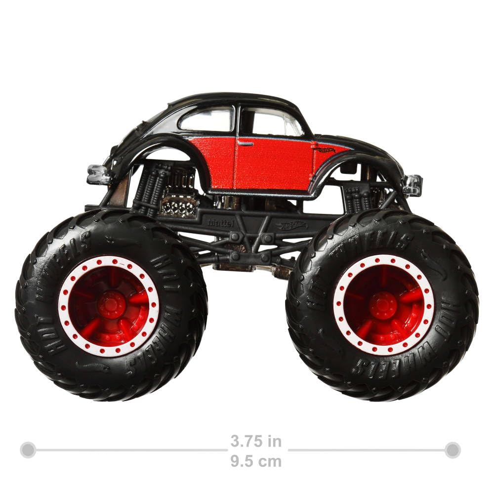 Hot Wheels Monster Trucks 4-Pack, Set of 4 1:64 Scale Toy Vehicles with Giant Wheels (Styles May Vary)
