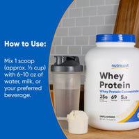 Thumbnail for Nutricost Whey Protein Powder, Unflavored, 5 pounds - from Whey Protein Concentrate