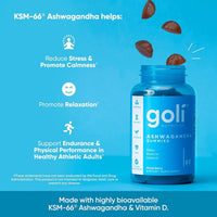 Thumbnail for Goli Ashwagandha & Vitamin D Gummy - 60 Count - Mixed Berry, KSM-66, Vegan, Plant Based, Non-GMO, Gluten-Free & Gelatin Free Relax. Restore. Unwind, Pack of 1