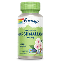 Thumbnail for SOLARAY Marshmallow Root Capsules 480 mg - Soothing Herbal Support w/Whole Marshmallow Root - High in Mucilage Soluble Fiber, Vegan, Non-GMO, Lab Verified, 60-Day Guarantee, 100 Servings, 100 VegCaps