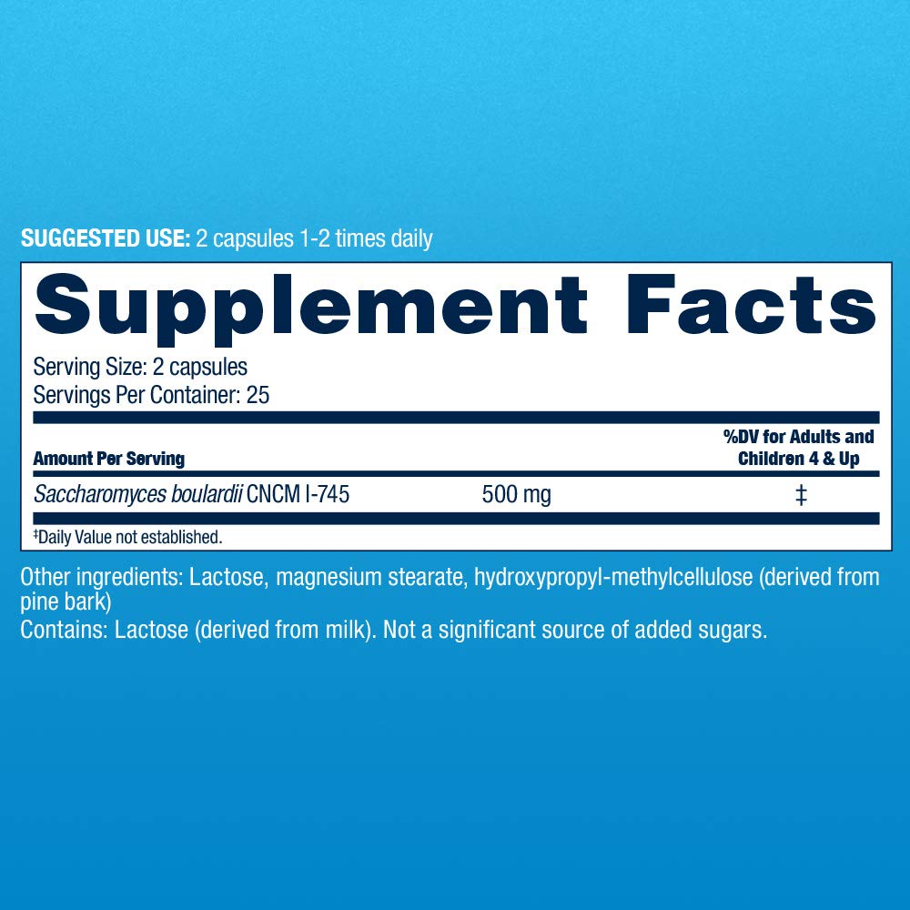 Florastor Daily Probiotic Supplement for Women and Men, Proven to Support Digestive Health, Saccharomyces Boulardii CNCM I-745 (54 Capsules)